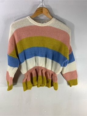 Red Valentino chunky knit rainbow striped sweater